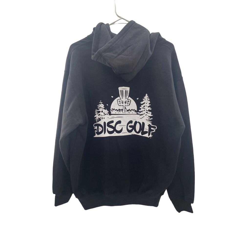 Disc Golf Basket TREES Disc Golf Sasquatch Pullover Hoodie MED Sweatshirt BLACK